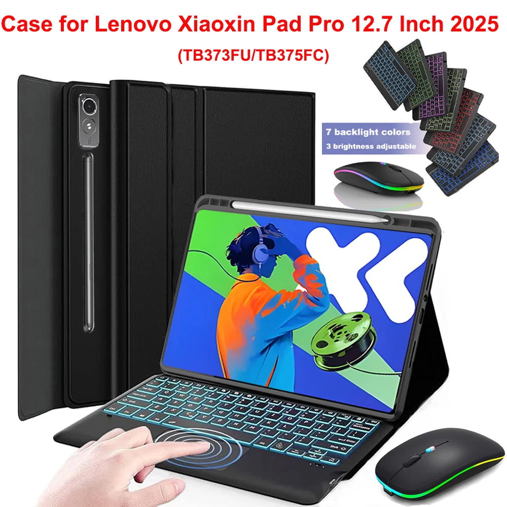 Funda para Lenovo Xiaoxin Pad pro 12,7 pulgadas 2025, funda magnética para teclado Bluetooth para Idea Tab pro 12,7 TB373FU/375FC