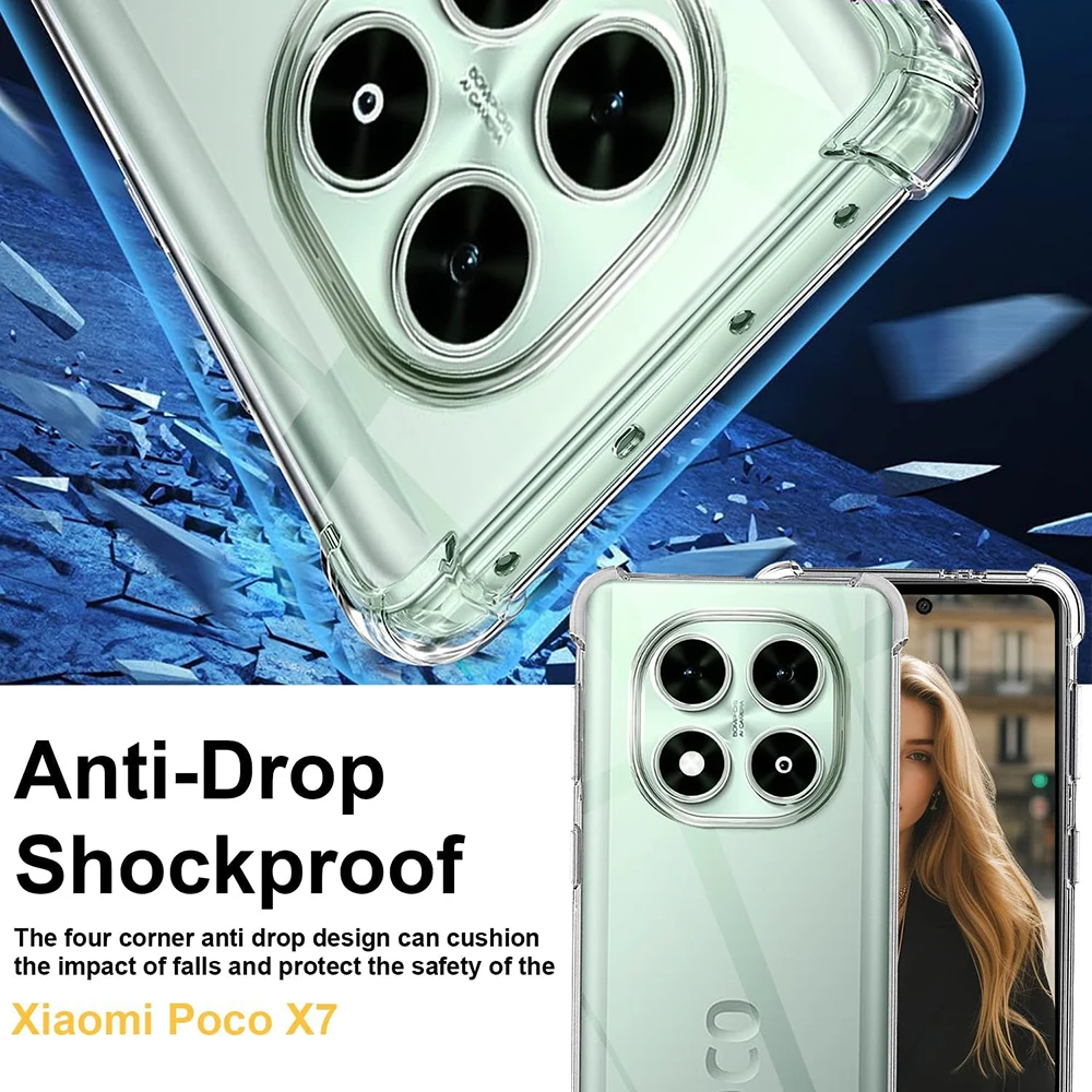 Funda blanda de silicona de lujo a prueba de golpes para Xiaomi POCO F5 F6 X7 X6 X5 X4 X3 Pro F4 F5 GT 5G, funda transparente ultrafina - imagen 4