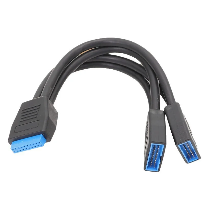 Divisor de Cable USB 3,0 de 19 pines Y, adaptador de 2 puertos USB hembra a 20 pines, conexión interna de placa base, Cable de conversión PCIE a 20 pines