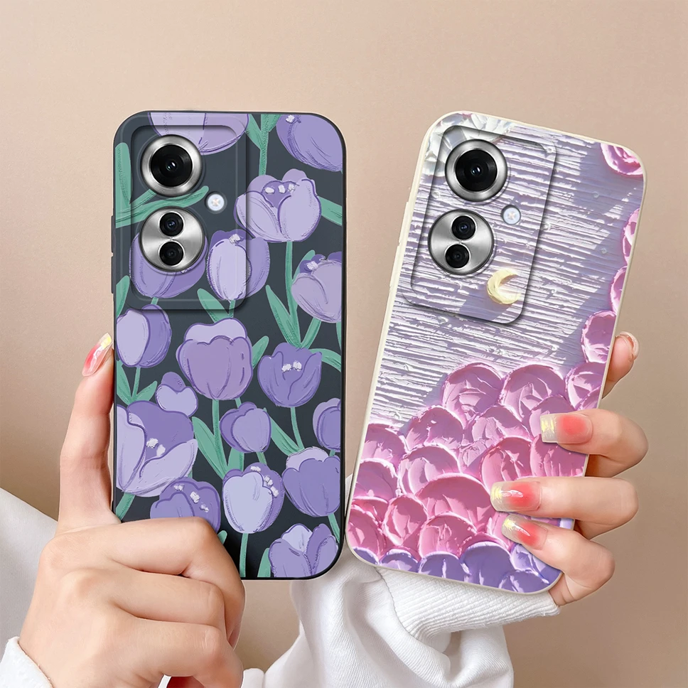 Funda suave para teléfono OPPO Reno11 F, Fundas protectoras antideslizantes de silicona líquida con bonito patrón curativo