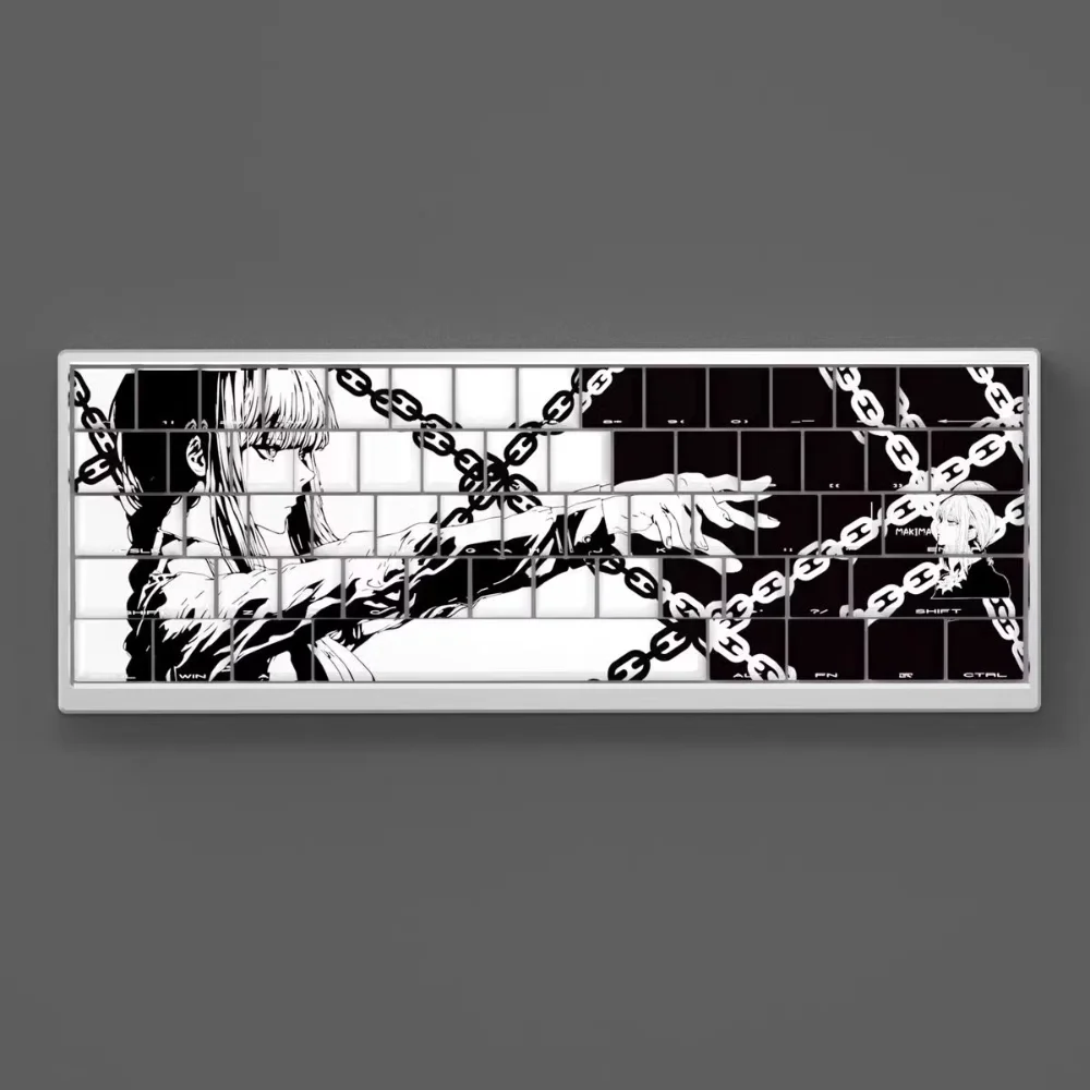 Juego de tapas de teclas secundarias Sakura Makima Cherry PBT luz lateral grabada 130 teclas para teclados mecánicos 61/64/75/84/96/104 - imagen 4