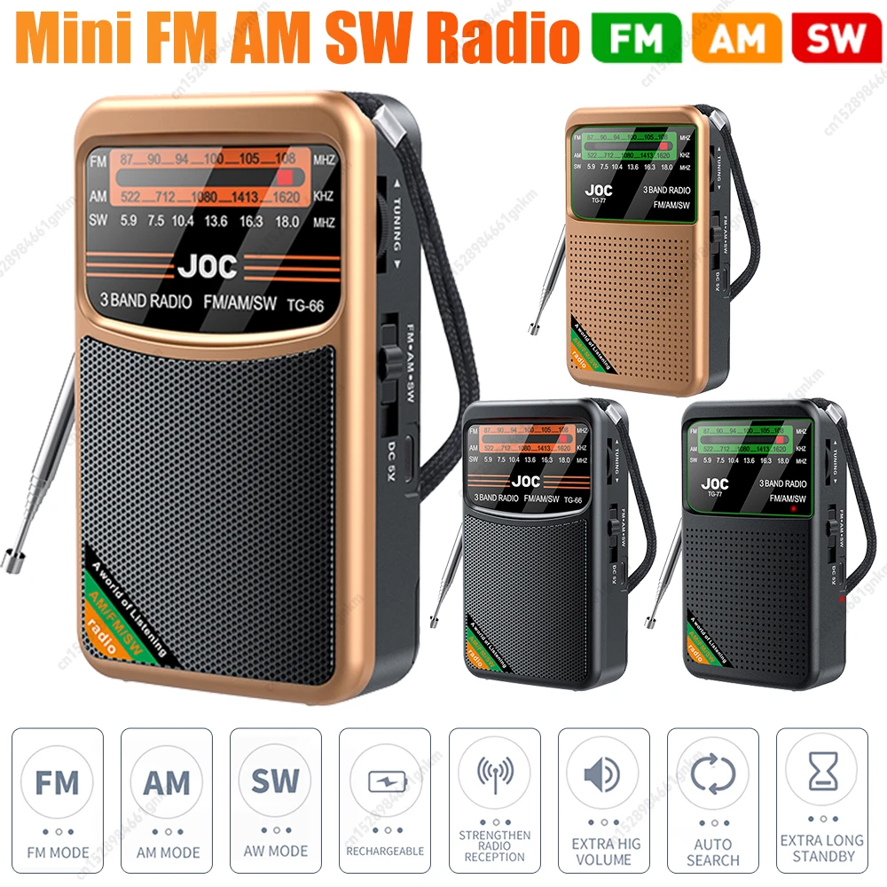 Radio de bolsillo de emergencia Radio FM AM SW La mejor recepción Radio con pilas Tipo C recargable con pantalla HD para personas mayores - imagen 2