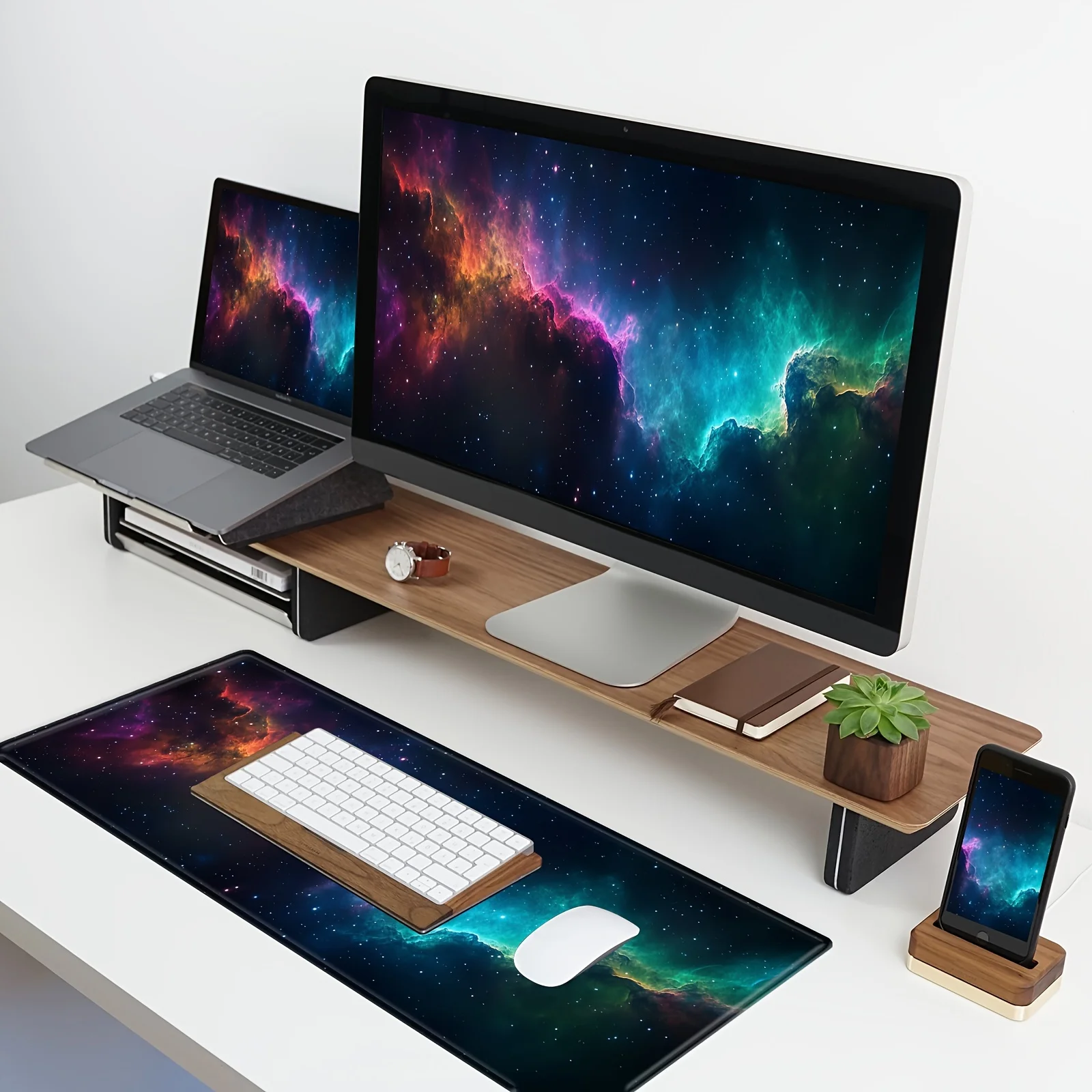 Alfombrilla de ratón colorida Space Galaxy, accesorios de escritorio de PC antideslizantes de goma grande, alfombrilla de ratón para teclado de oficina y jugadores, alfombrilla decorativa - imagen 2