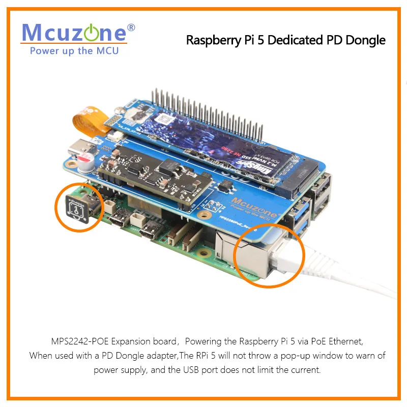 Raspberry Pi5 PD Dongle, Raspberry Pi 5 Puerto USB-C PD Agarre de manos - imagen 2