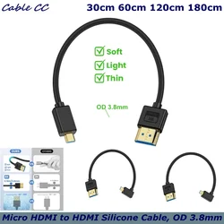 Cable Micro HDMI a HDMI 90° Ángulo Izquierdo 8K 60Hz 4K 120Hz Cámara