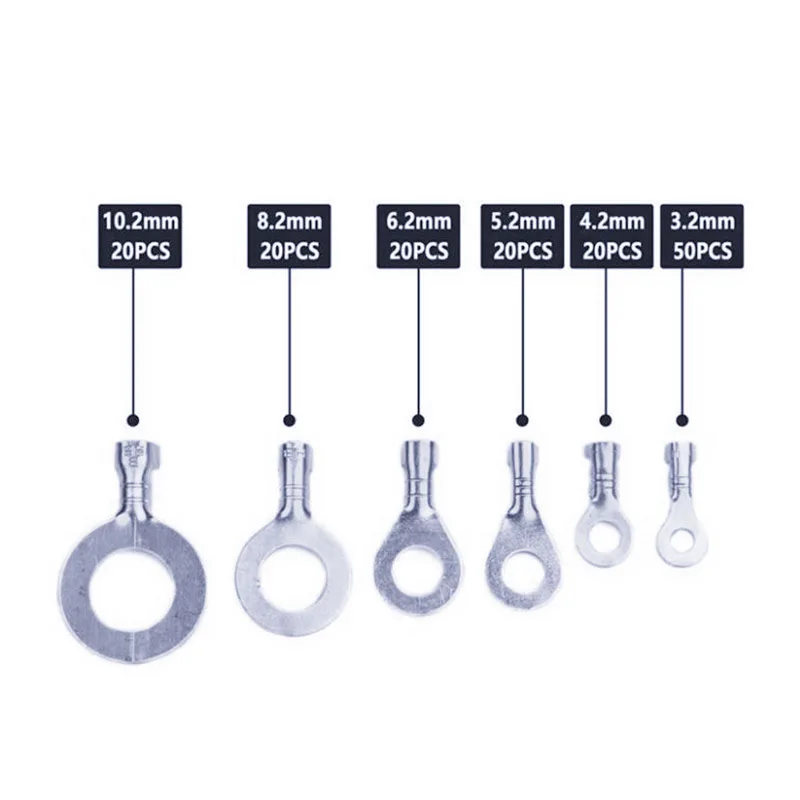 150 unids/set bloque de terminales redondo DJ431 terminales de terminales tipo O conector prensado en frío lengüeta de cobre cableado conjunto de combinación de nariz - imagen 2