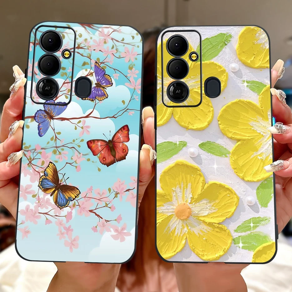 Para Tecno Pop 6 Go funda Pop6 Pro BE8 flores coloridas cubierta pintada suave TPU fundas de teléfono para Tecno Pop 6 Pro Pop6 GO BE6j Fundas - imagen 5