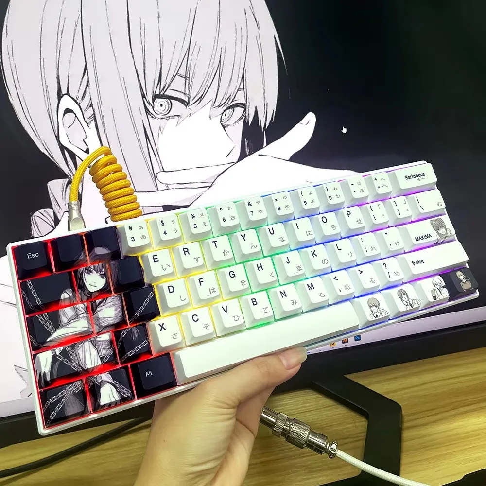 105 teclas cadena chica Keycap tinte Sub Anime dibujos animados Keycaps para 61/64/68/75/80 Cherry MX interruptores Gaming Wooting60he teclado Cap