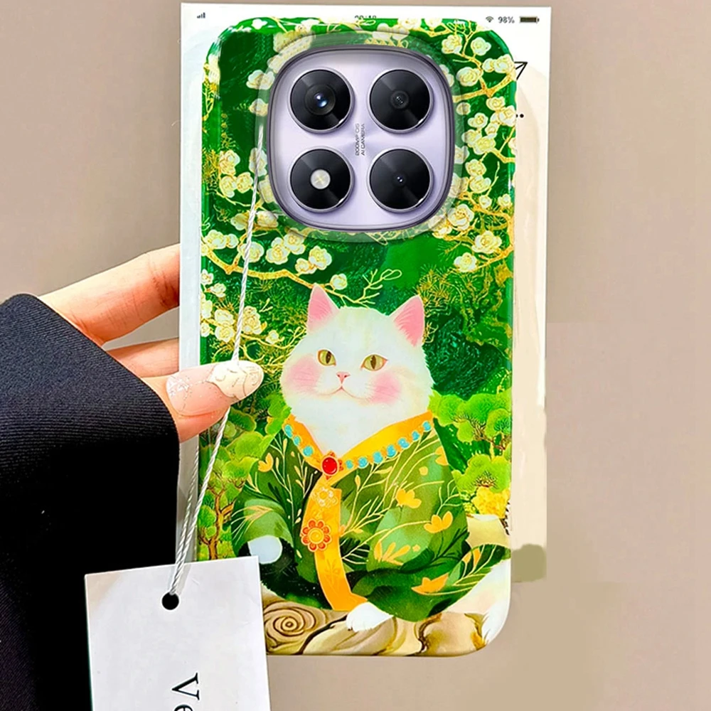 Funda de teléfono con diseño de gato y arte floral de dibujos animados para Xiaomi Redmi Note 15 14 13 12 11 11S 10 10S 9 Pro 9A 13C 14C A3 A3X 9C A1 A2 - imagen 2