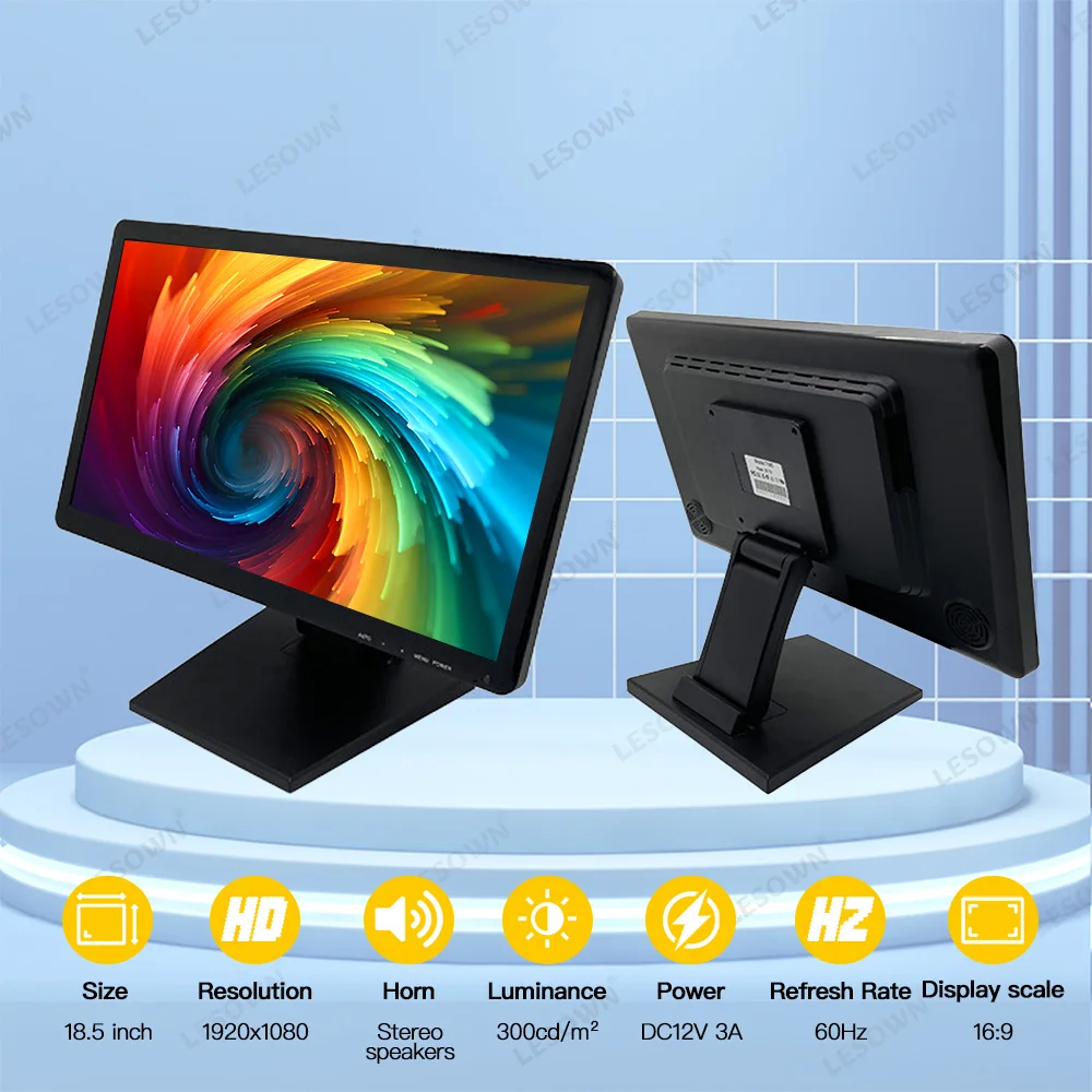 LESOWN-pantalla táctil LCD resistiva con VGA, HDMI, interfaz USB, 18,5 pulgadas, 1920x1080 FHD - imagen 5