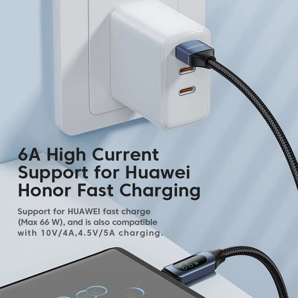 Toocki Cable USB tipo C 66W cargador de carga rápida USB A a USB C Cable de pantalla para iPhone 15 Xiaomi POCO F3 Realme Macbook iPad - imagen 3