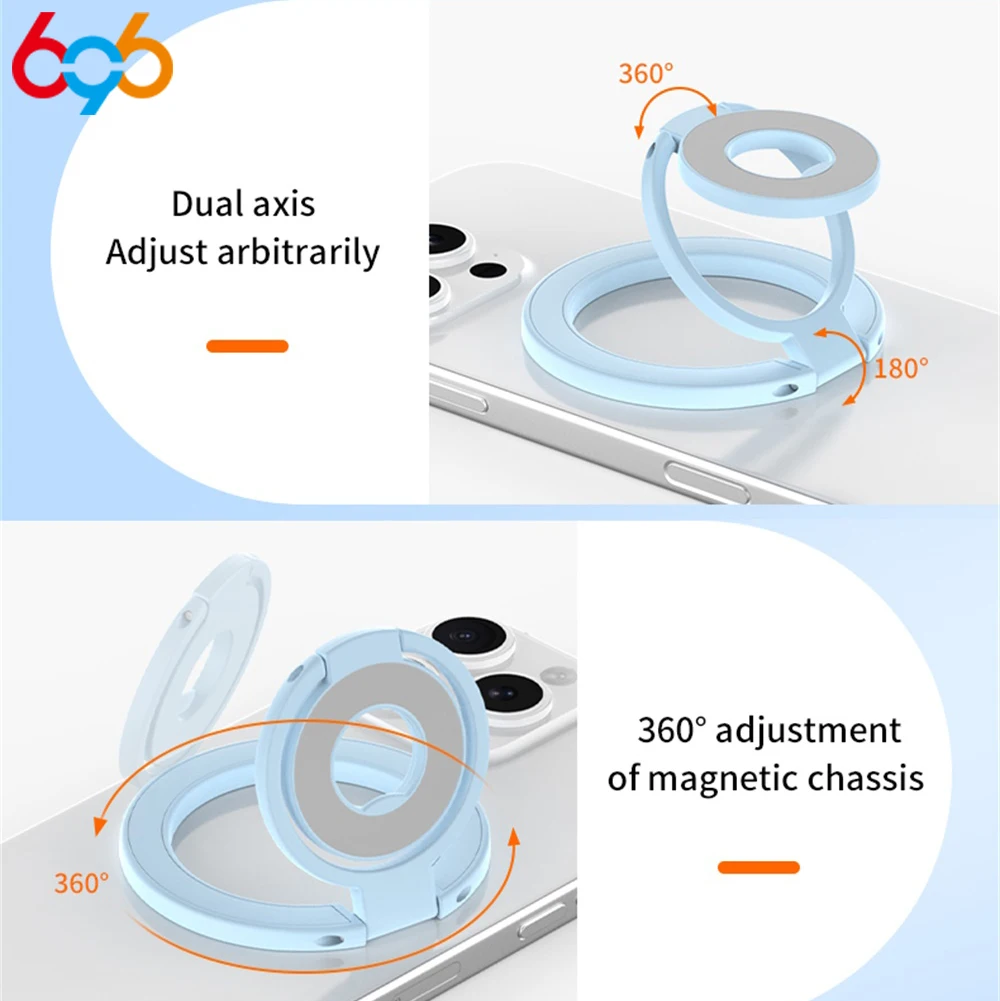 Soporte magnético de anillo para teléfono de doble cara portátil 360 °   Soporte plegable giratorio para teléfono móvil, accesorio de agarre, soporte Universal - imagen 5