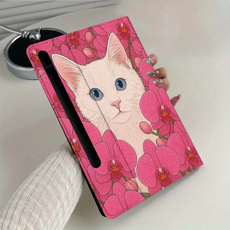 Flor gato perro dibujos animados para Samsung Galaxy Tab S9 S10 S6 S7 S8 FE Plus Lite pulgadas funda plegable para tableta - imagen 5