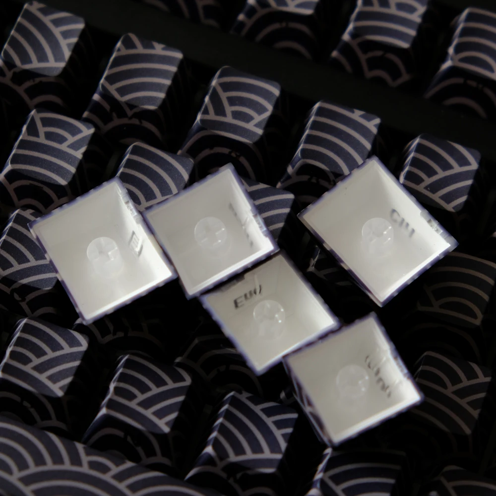 Teclas corrugadas de estilo japonés de 136 teclas, teclas retroiluminadas con estampado lateral, perfil de cereza, tapa de tecla de doble disparo PBT para teclado de juego MX - imagen 5