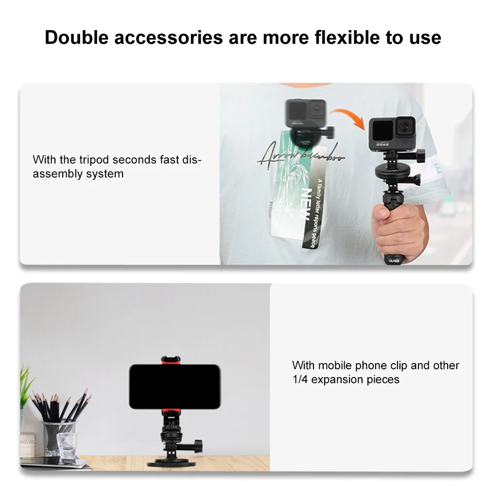 UURIG Soporte de placa magnética de liberación rápida con soporte de junta para cámara de acción serie GoPro Cámara digital Soporte magnético 3 en 1 - imagen 4