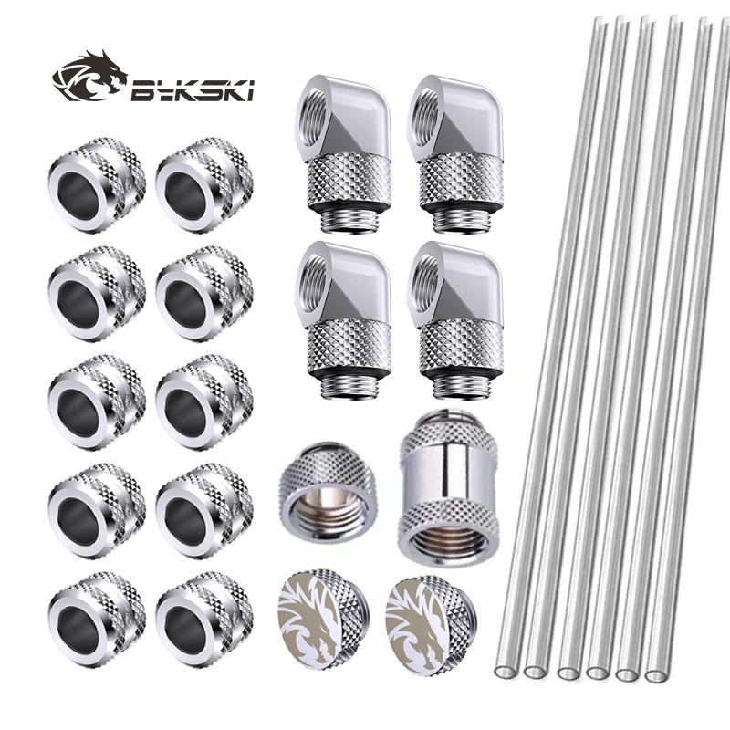BYKSKI-accesorios de tubo duro de 90 grados/Kits de tubos, refrigeración por agua, accesorios de ordenador, Kit de refrigeración por agua, rosca G'1/4 DIY