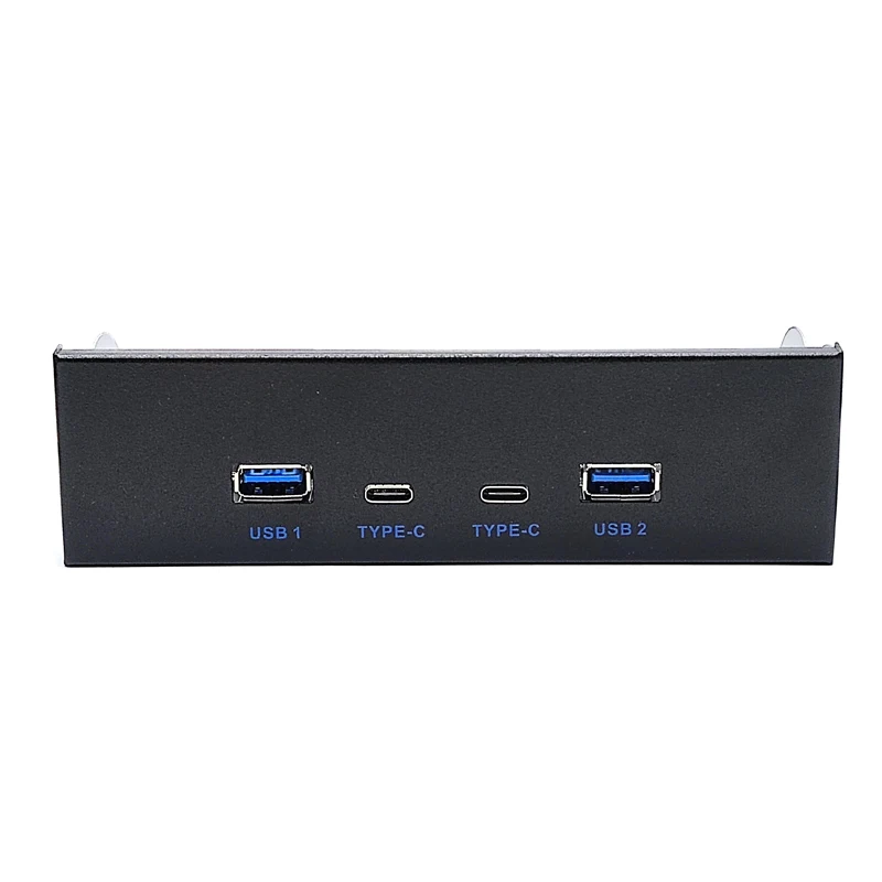Adaptador HUB USB 3,0 de 2 puertos USB tipo C + 2 puertos, Panel frontal USB 3,0 para PC para unidad de CD-ROM de 5,25 ", Chip GL3523, USB 3,2 Gen1, 5Gbps