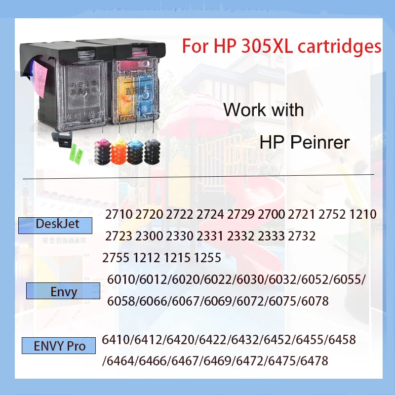 Vilaxh para HP 305XL cartucho de tinta recargado para HP 305 XL HP305 ENVY 6010 6020 6030 6420 DeskJet 2710 2720 4110 4120 4130 - imagen 4