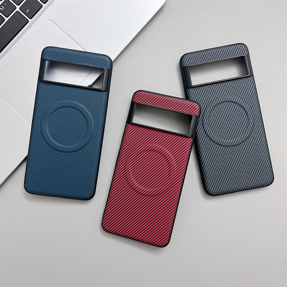 Funda de teléfono magnética de PC con diseño de fibra de carbono de lujo para Google Pixel 10 9 8 Pro XL 8A 7 7A 6 6A funda protectora de carga inalámbrica - imagen 4