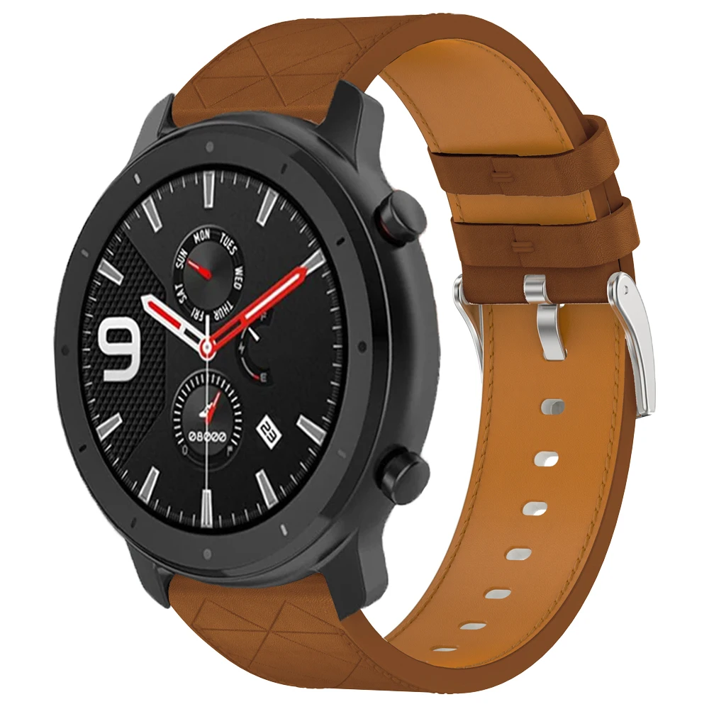 Correa de 22mm para Huami Amazfit GTR, pulsera de reloj inteligente de 47mm para Xiaomi Amazfit GTR 4/3/3 Pro/2/2e, Correa de cuero - imagen 3