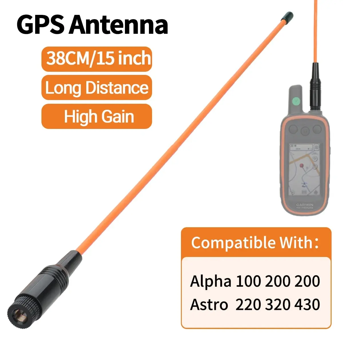 Antena GPS 771 SMA-macho Garmin GPS Alpha 38CM antena de látigo extendida de largo alcance para Alpha 100 200 Astro 220 320 430 Radioaficionado