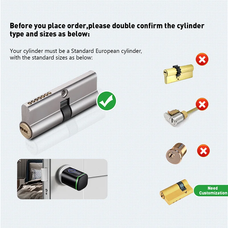 Cerradura inteligente con huella dactilar Tuya, cilindro europeo, compatible con tarjeta IC/desbloqueo remoto por aplicación a través de puerta de enlace Bluetooth, funciona con Smart Life - imagen 5