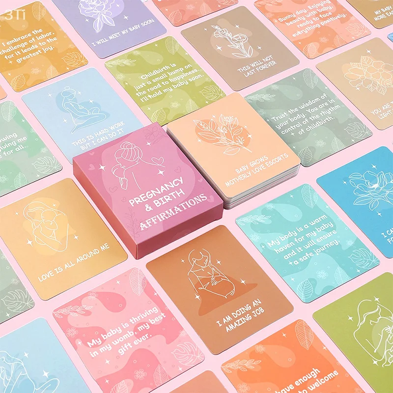 Tarjetas de afirmación de embarazo de 50 piezas, baraja de motivación positiva diaria para mujeres y niñas. - imagen 3
