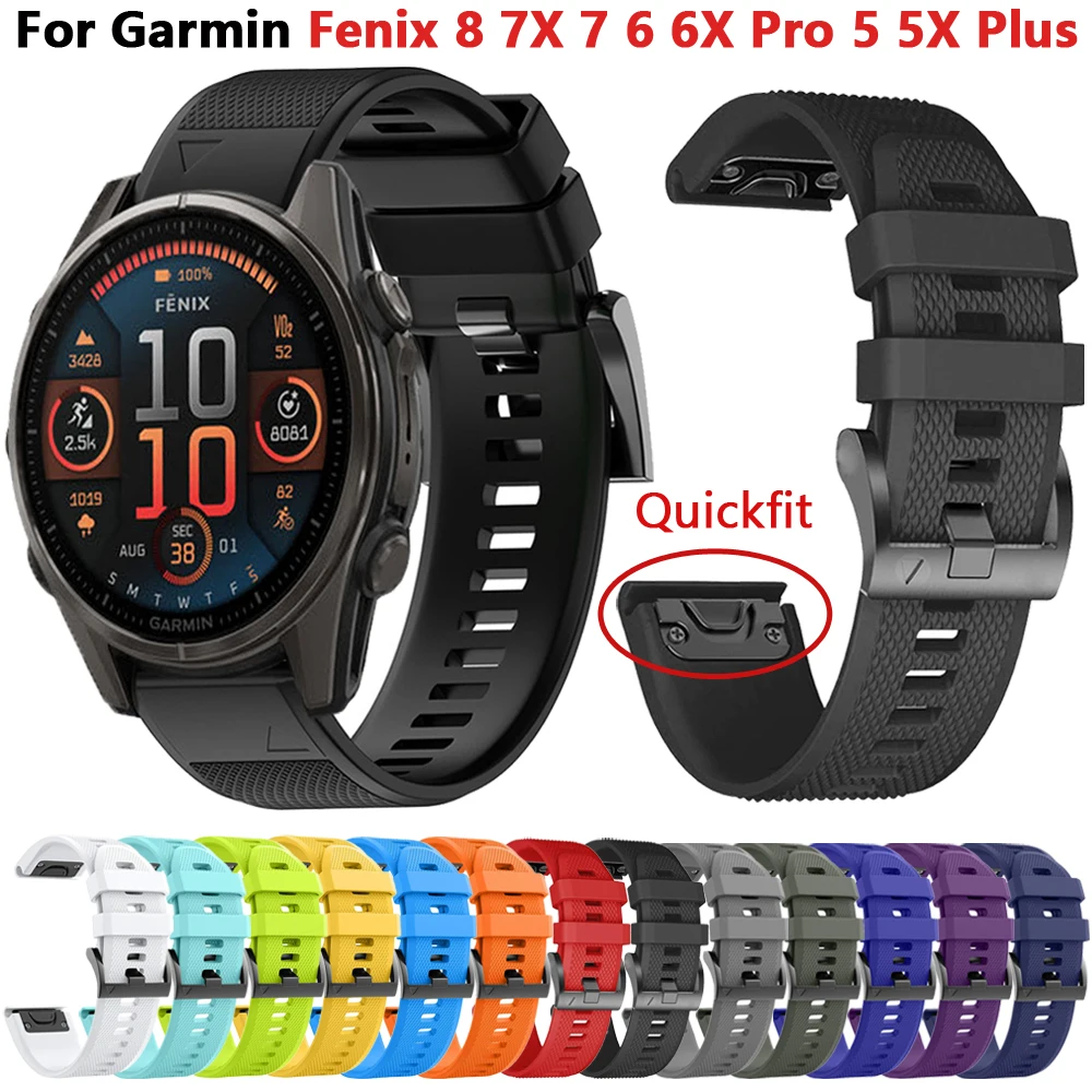 Bandas Quickfit de 22mm y 26mm para Garmin Fenix 8, 7, 7X, 6X, 6 Pro, 5X Plus, 955, correa para Epix Gen 2, 47mm, 51mm, pulsera de silicona Enduro