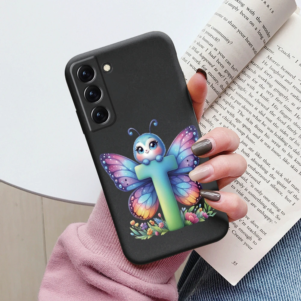 Funda de teléfono para mujer para Samsung Galaxy S21 FE S22 Plus, funda de parachoques para niñas, letra colorida, flor, mariposa, amor samsang s22 Ultra - imagen 5