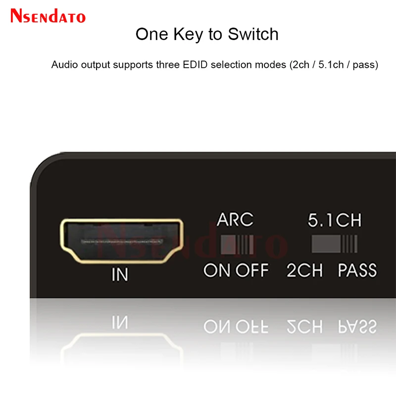 Conmutador 2,0 Compatible con HDMI, divisor de Extractor de Audio 4k 60hz HDMI a HDMI óptico TOSLINK SPDIF 3,5mm, convertidor 5.1ch/2.0ch ARC - imagen 5