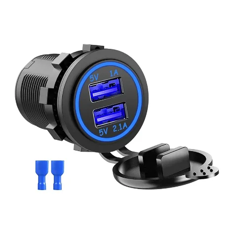Cargador de coche USB Dual de 12V/24V, adaptador de salida de cargador de cigarrillos 1A 2.1A, cargador de teléfono móvil para coche, barco, motocicleta marina - imagen 5