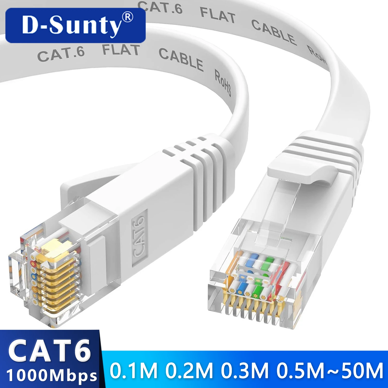 Cable Ethernet Cat6 RJ45 Plano – Conexión Red Gigabit Estable