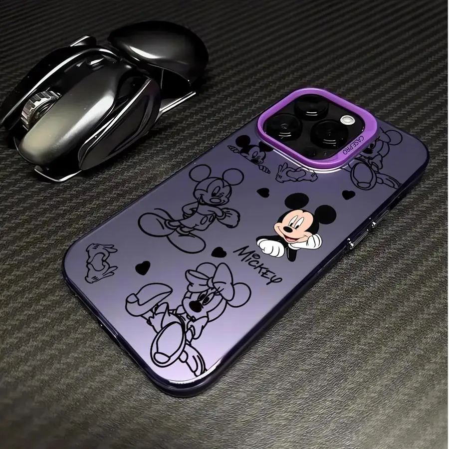 Funda de dibujos animados de Disney Mickey Minnie para Apple iPhone 15 16 Plus 14 Pro 13 X XS Max 12 Pro 11 Pro Max XR 13 Pro Max cubierta de lujo - imagen 5