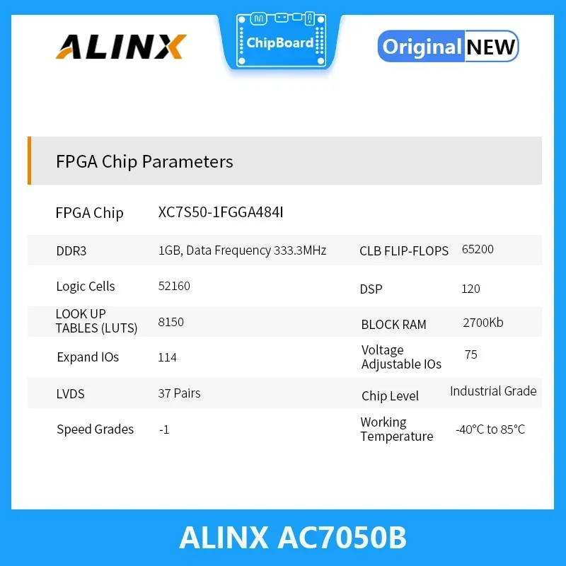 ALINX SoM AC7050B: Xilinx Spartan-7 XC7S50 Sistema de Grado Industrial en Módulo DDR3Alinx - imagen 4