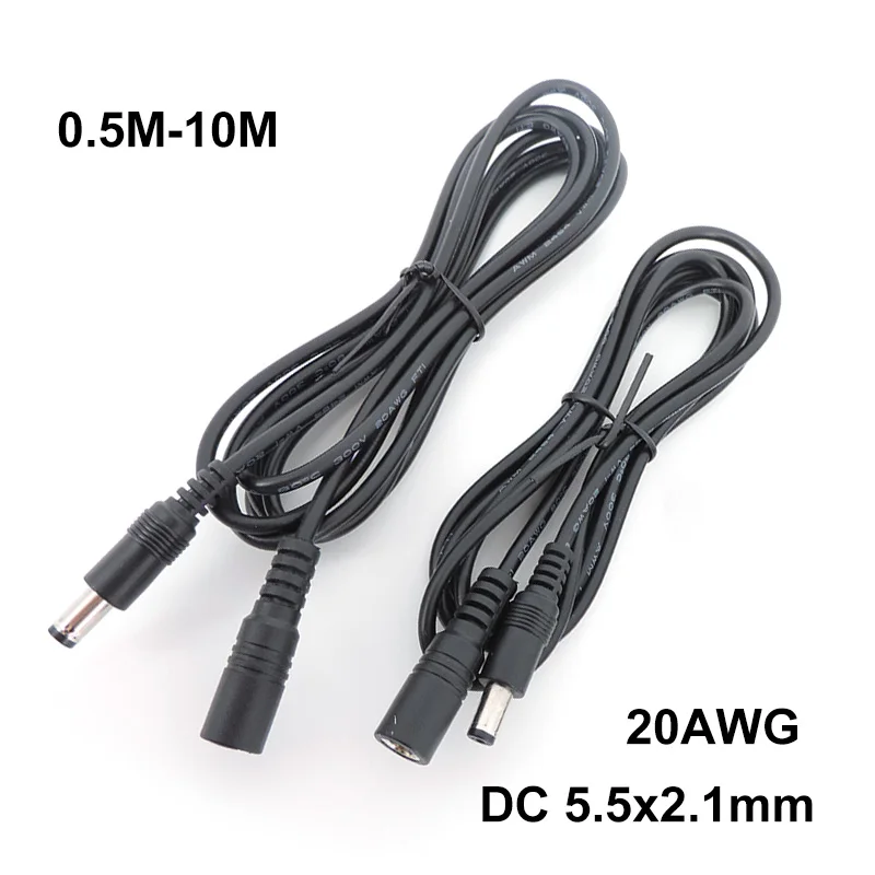 Cable de alimentación de CC hembra a macho 5A 20awg, Conector de extensión de enchufe, adaptador de 5,5x2,1mm para tira K5 - imagen 2