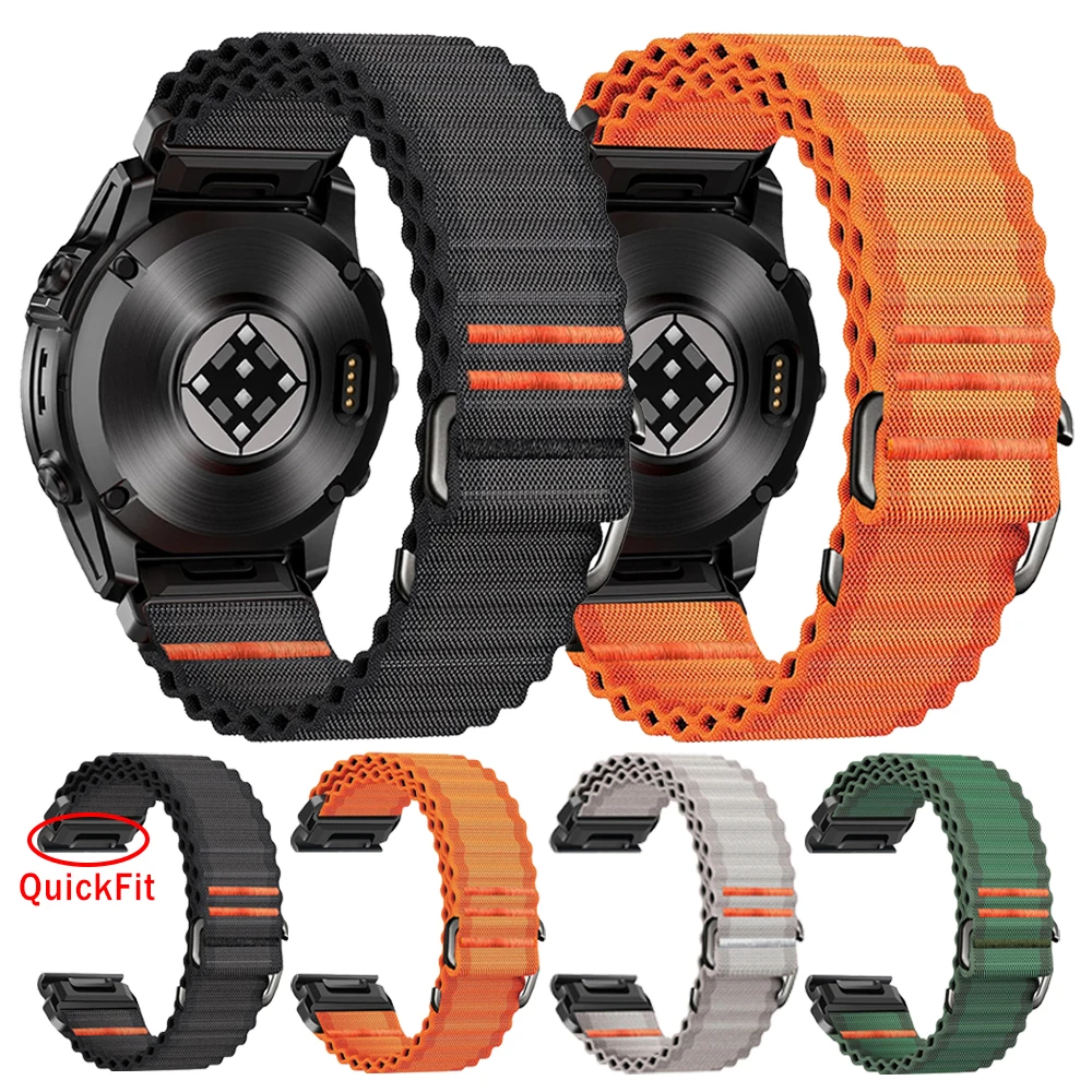 Correa QuickFit de nailon de 22mm y 26mm para Garmin Fenix 8 E 7X 7 Pro 6X 6 5X 5 Tactix 8 Forerunner 970 Enduro 3 Epix Pro Descent G2 Band