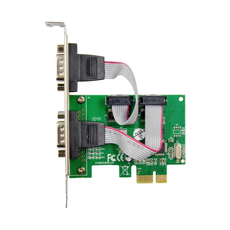 Tarjeta de puerto serie PCIE 2 DB 9pin puerto RS232 comunicación Industrial tarjeta de expansión COM Chip CH382L adaptador tarjeta convertidora - imagen 2