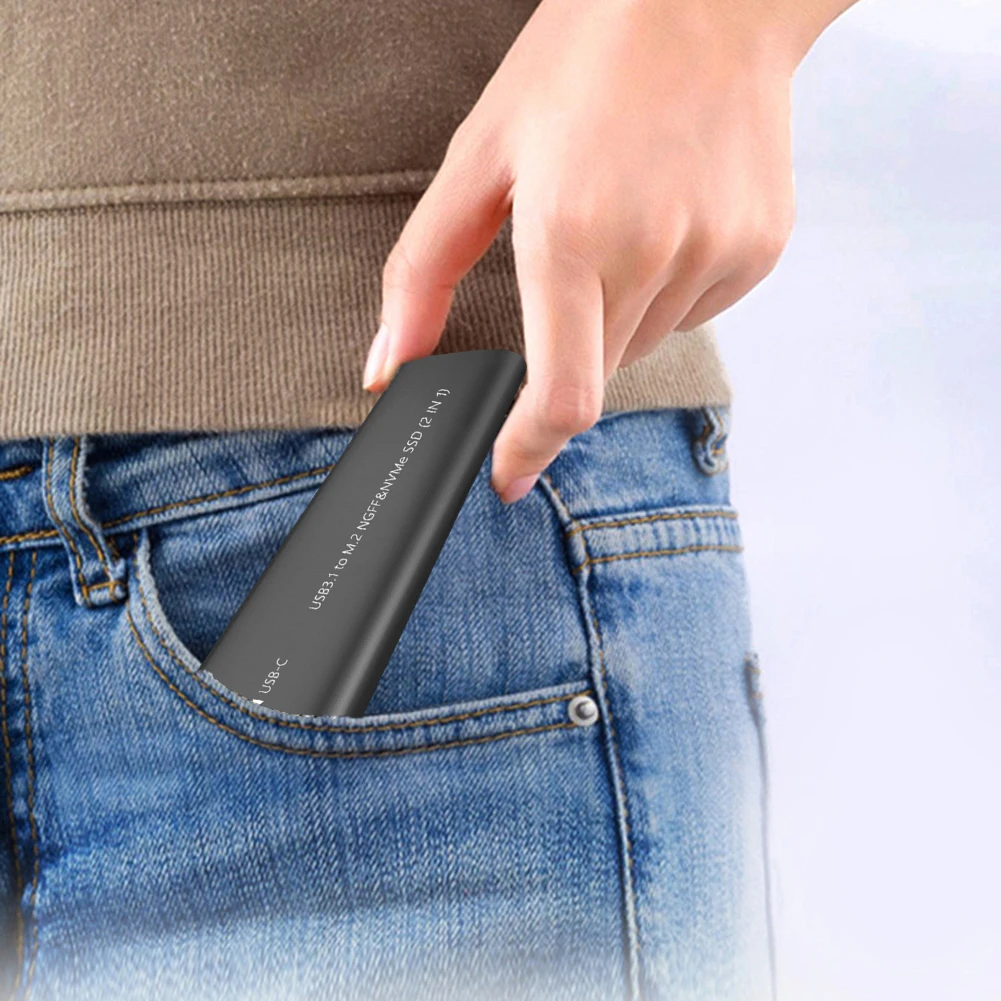 Carcasa de disco duro externo para ordenador portátil, carcasa móvil de USB3.1 tipo C a M.2 NGFF/MVMe SSD, compatible con protocolo NGFF/MVMe - imagen 5