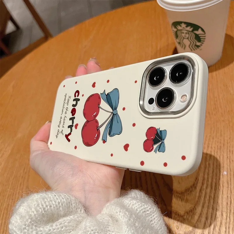 Funda para Realme C53 C63 C67 C51 C55 C35 C20 C11 C2021 C21Y C25Y 8 9 12 11 12 13 Pro Plus 5G lindo lazo de cereza cubierta de lente de lujo - imagen 5