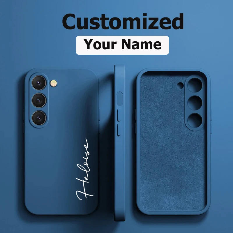 Funda DIY de silicona líquida suave con iniciales de nombre personalizado para Samsung S24 S23 S22 S21 S20FE Ultra Plus, funda para S23FE - imagen 2
