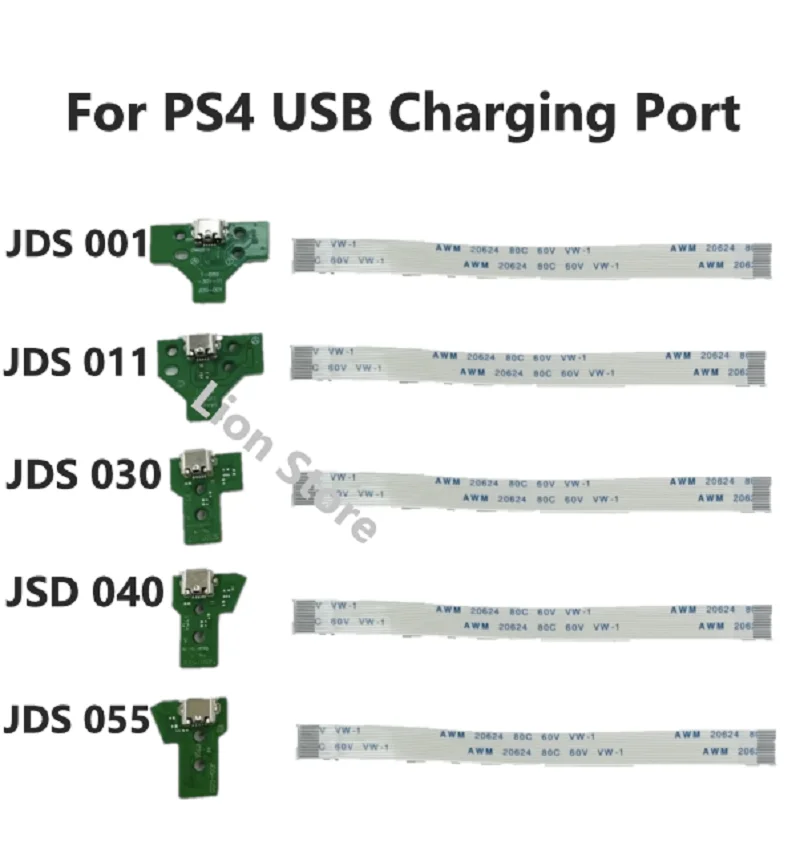 10-100 unids/lote controlador PS4 puerto de carga USB placa de circuito/Cable de cinta JDS050 JDS055 JDS001 JDS011 JDS030 JDS040