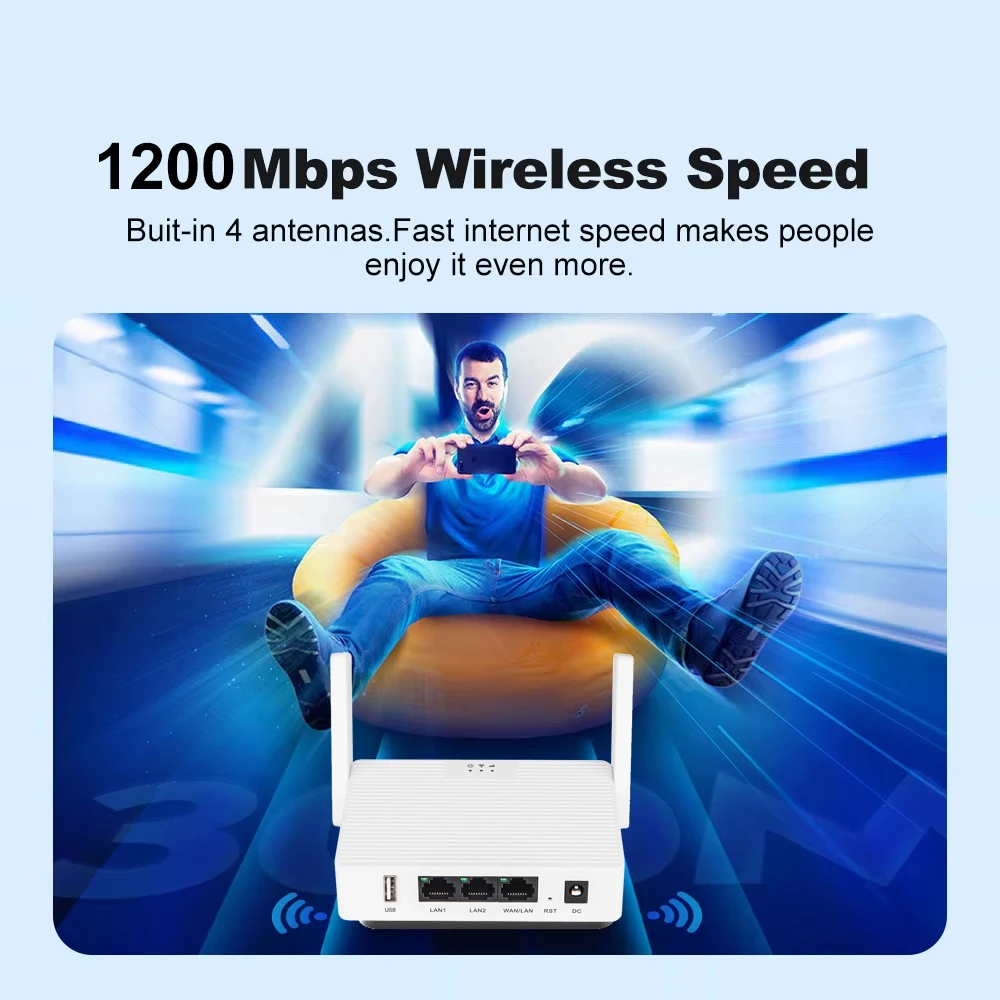 Enrutador WiFi de 1200Mbps de doble banda 2,4G/5GHz 802.11AX amplificador de señal inalámbrico WPA3 tarjeta de red Gigabit de malla fácil para el hogar y la Oficina - imagen 3