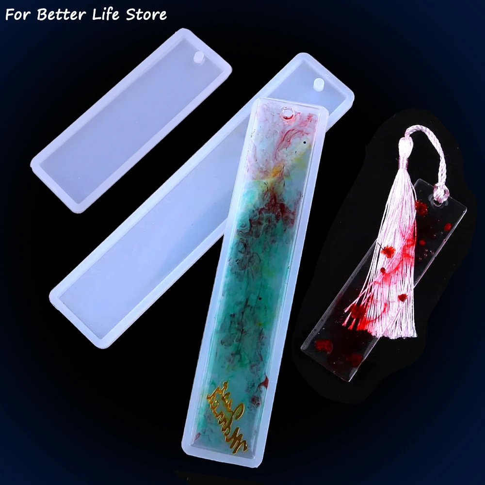 Marcapáginas rectangular transparente para tienda Better Life, molde de silicona suave para manualidades de resina epoxi, suministros para fabricación de joyas, 1 ud. - imagen 2