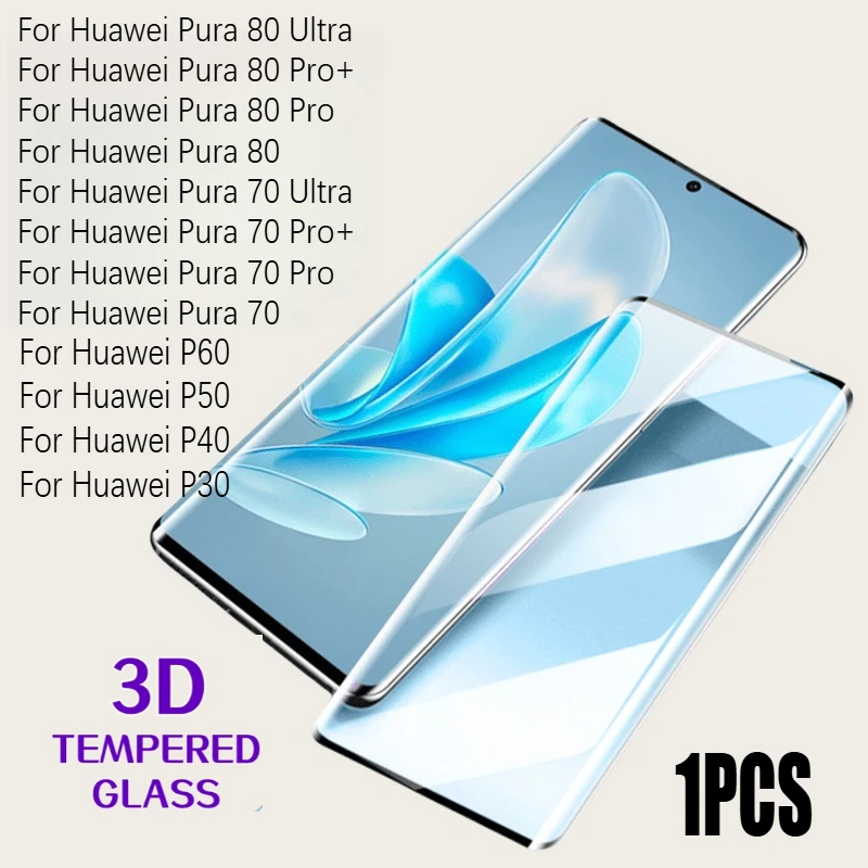 1 Uds vidrio 3D para Huawei P60 P50 P40 P30 Protector de pantalla para HUAWEI Pura 80 Ultra 80 Pro + Pura 70 ultra 70 Pro + vidrio templado