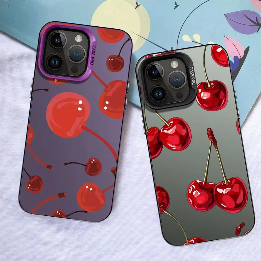 Hermoso patrón de cereza funda trasera de teléfono para iPhone 14 13 16 17 Pro Max 12 XR 16e 17Air XS 15 Plus 11