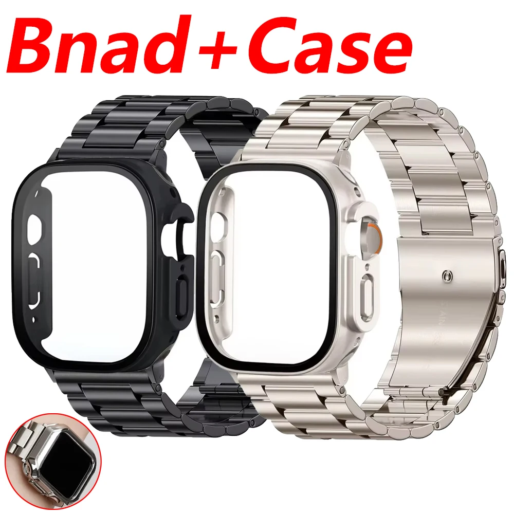 Correa de aleación de titanio de acero inoxidable para Apple Watch Band 44mm 45mm 49mm 41mm pulsera iwatch Series 6/7/8/9/Ultra 2 caja de reloj - imagen 2