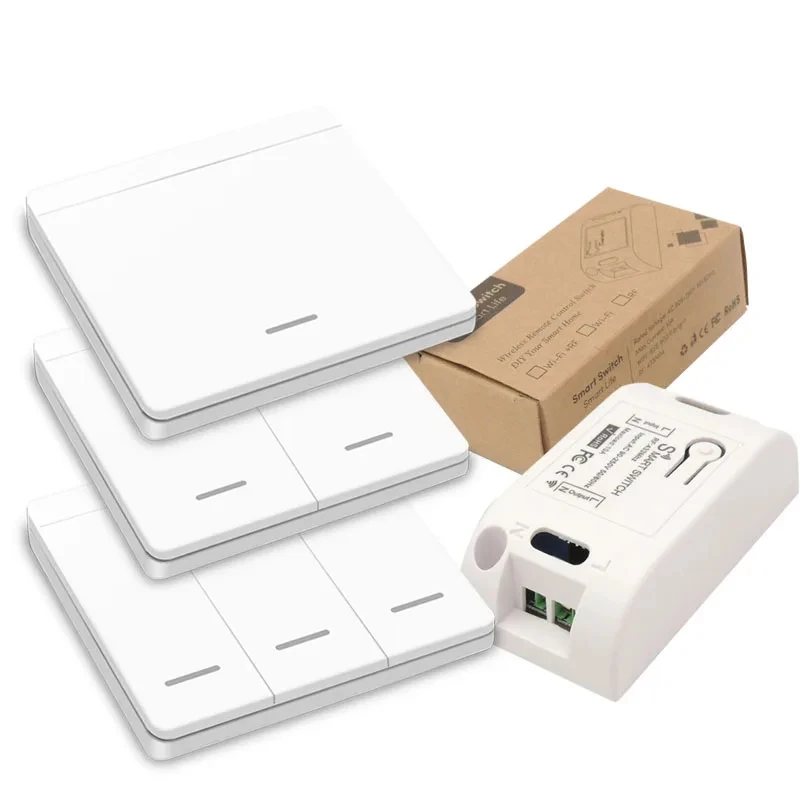 Interruptor inalámbrico RF433Mhz, 1/2/3 entradas, 86 transmisor de Panel de pared, interruptor de luz de seguridad, receptor de relé AC 85-265V para luz Led para el hogar