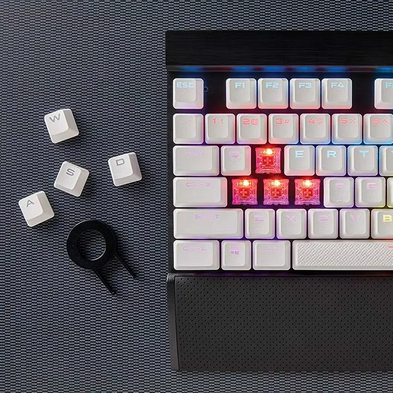 Teclas PBT blancas de 104 teclas para Corsair K70/K95/K63/K65 RGB/STRAFE RGB, teclas con retroiluminación, textura mate, resistentes al desgaste, versión estadounidense