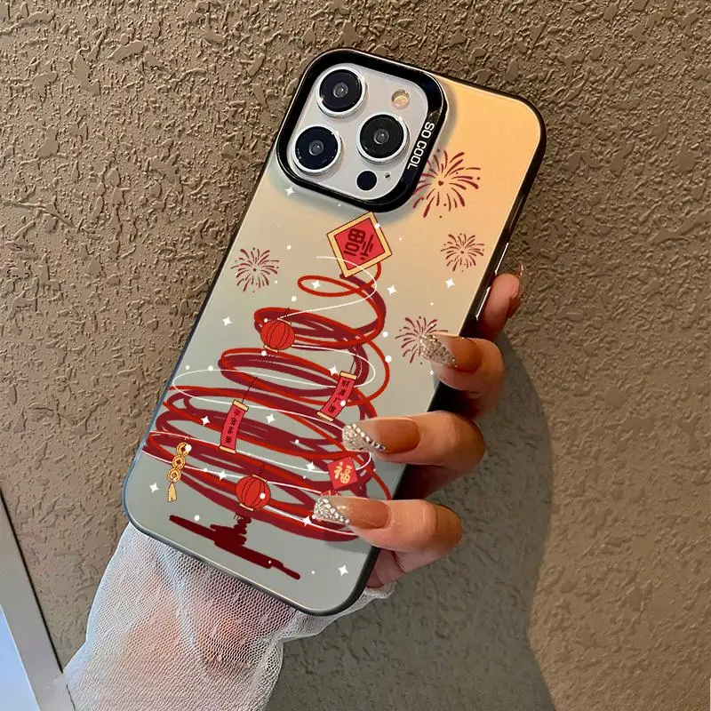Funda acrílica de árbol de Navidad para iPhone 16 15 14 Pro Max 13Mini carcasa protectora de pantalla a prueba de golpes - imagen 5