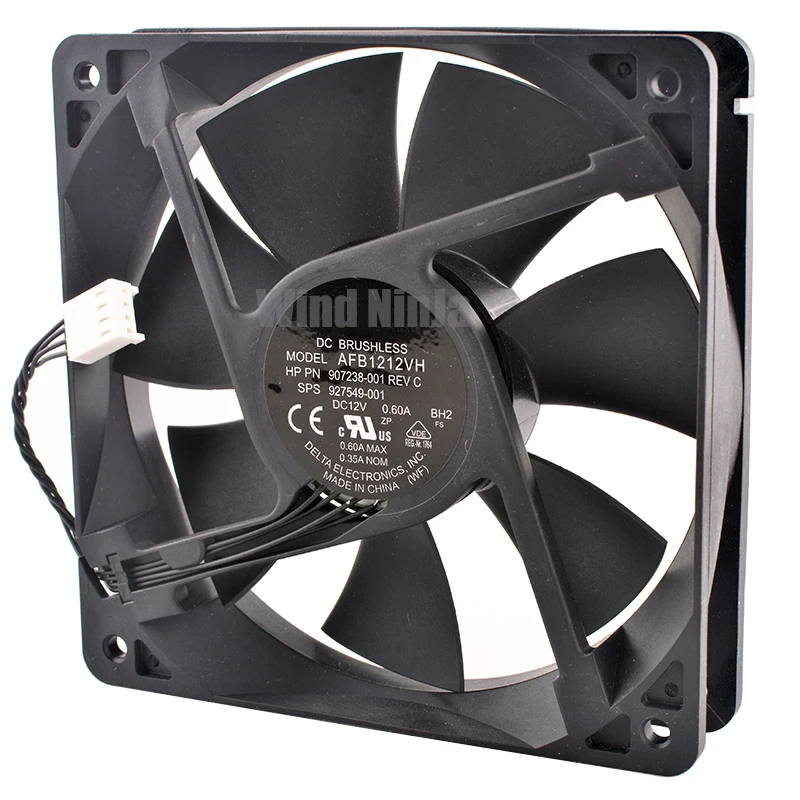 AFB1212VH 12cm 120mmX25mm 4 pines DC12V 0.60A ventilador de refrigeración para CPU de chasis de estación de trabajo Z4 G4 Compatible con 907238 -001 927549 -001 - imagen 4